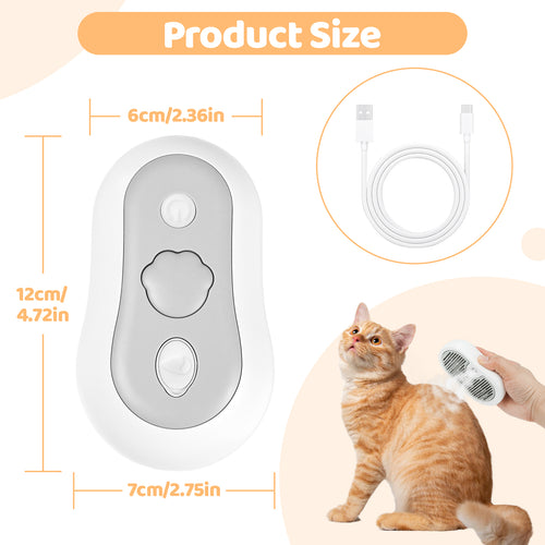 Steam brush being used to groom a cat