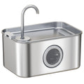 Stainless steel cat water fountain, front view