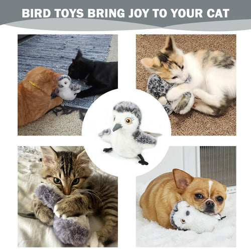 Cat playing with flapping bird toy